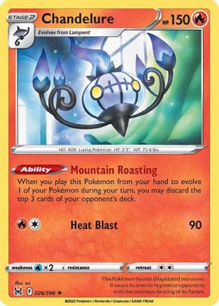 Chandelure 026/196 - Reverse Holofoil Lost Origin