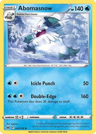 Abomasnow 043/196 - Reverse Holofoil Lost Origin