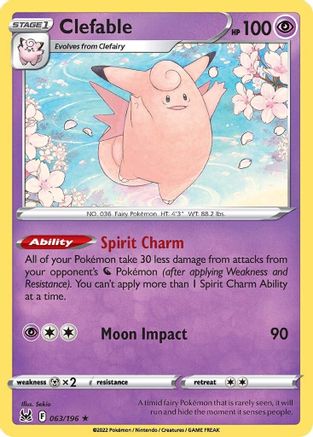 Clefable 063/196 - Reverse Holofoil Lost Origin