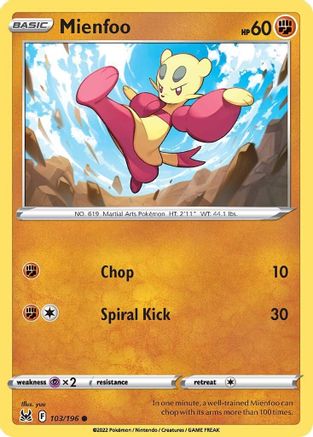 Mienfoo 103/196 - Reverse Holofoil Lost Origin