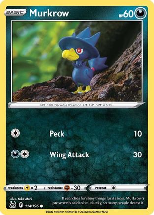 Murkrow 114/196 - Reverse Holofoil Lost Origin