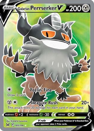 Galarian Perrserker V (Full Art) 183/196 - Holofoil Lost Origin
