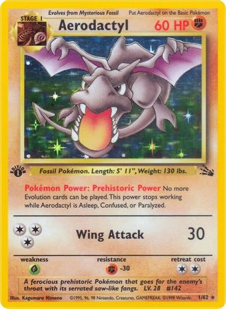 Aerodactyl 001/62 - 1st Edition Holofoil Fossil