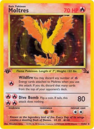 Moltres 012/62 - 1st Edition Holofoil Fossil