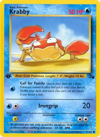 Krabby 051/62 - 1st Edition Fossil