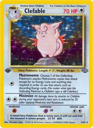 Clefable 001/64 - 1st Edition Holofoil Jungle