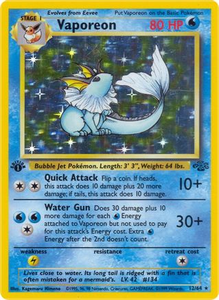 Vaporeon 012/64 - 1st Edition Holofoil Jungle