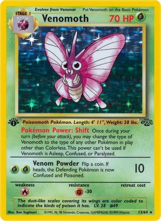 Venomoth 013/64 - 1st Edition Holofoil Jungle