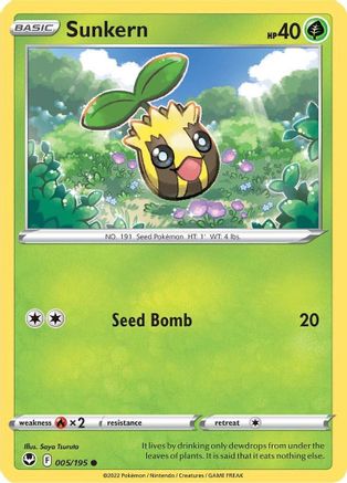 Sunkern 005/195 - Reverse Holofoil Silver Tempest