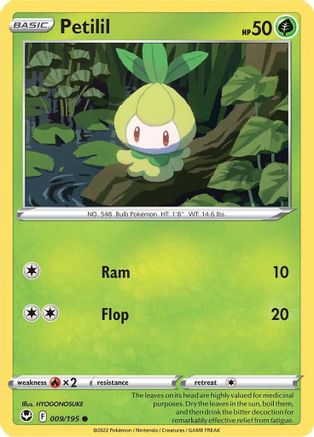 Petilil 009/195 - Reverse Holofoil Silver Tempest