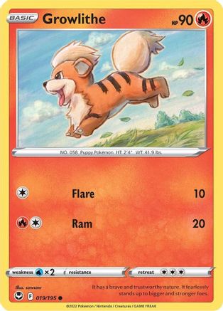 Growlithe 019/195 - Reverse Holofoil Silver Tempest
