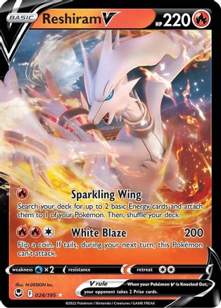 Reshiram V 024/195 - Holofoil Silver Tempest