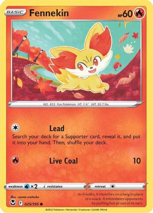 Fennekin 025/195 - Reverse Holofoil Silver Tempest