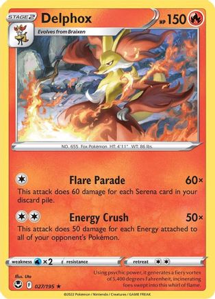 Delphox 027/195 - Reverse Holofoil Silver Tempest