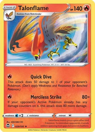 Talonflame 029/195 - Reverse Holofoil Silver Tempest