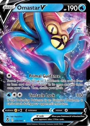 Omastar V 035/195 - Holofoil Silver Tempest