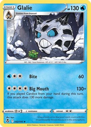 Glalie 042/195 - Reverse Holofoil Silver Tempest