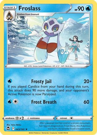Froslass 043/195 - Reverse Holofoil Silver Tempest