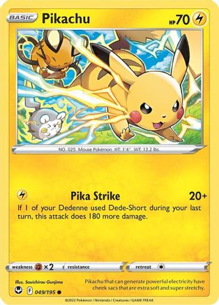 Pikachu 049/195 - Reverse Holofoil Silver Tempest