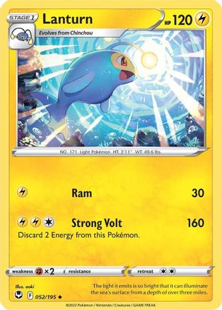 Lanturn 052/195 - Reverse Holofoil Silver Tempest