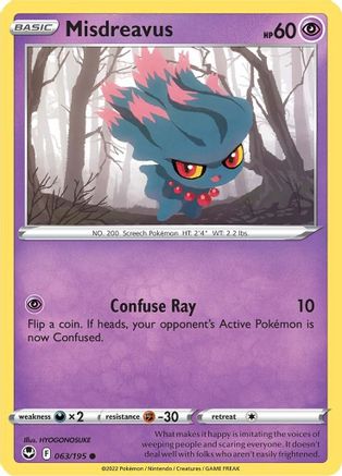 Misdreavus 063/195 - Reverse Holofoil Silver Tempest