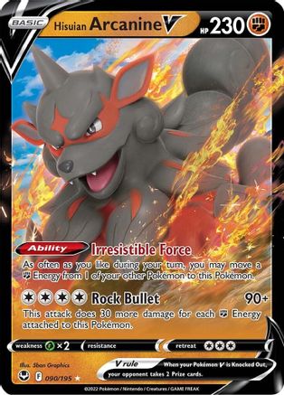 Hisuian Arcanine V 090/195 - Holofoil Silver Tempest
