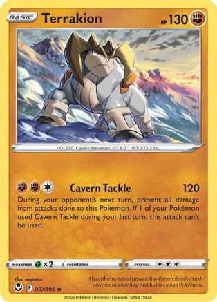Terrakion 097/195 - Reverse Holofoil Silver Tempest