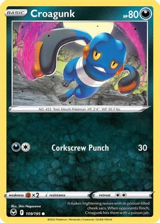 Croagunk 109/195 - Reverse Holofoil Silver Tempest