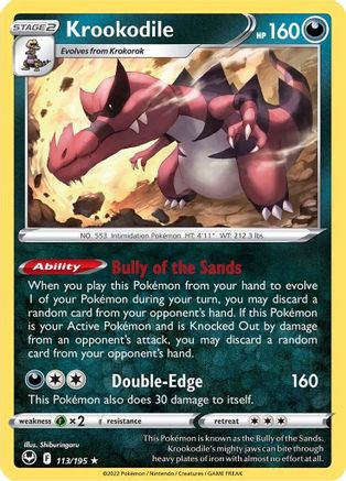 Krookodile 113/195 - Holofoil Silver Tempest