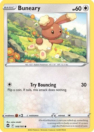 Buneary 144/195 - Reverse Holofoil Silver Tempest