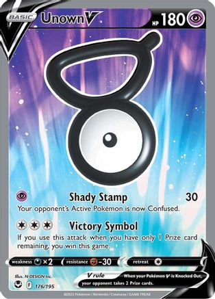 Unown V (Full Art) 176/195 - Holofoil Silver Tempest