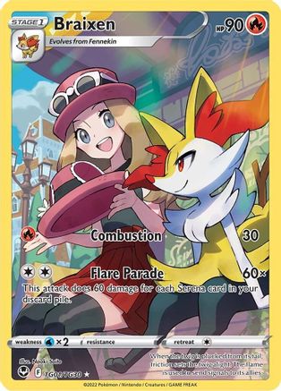 Braixen TG01/TG30 - Holofoil Silver Tempest