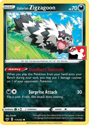 Galarian Zigzagoon 117  Prize Pack Series Cards