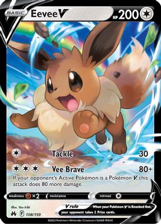 Eevee V 108/159  - Holofoil Crown Zenith