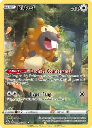 Bidoof GG29/GG70  - Holofoil Crown Zenith Galarian Gallery