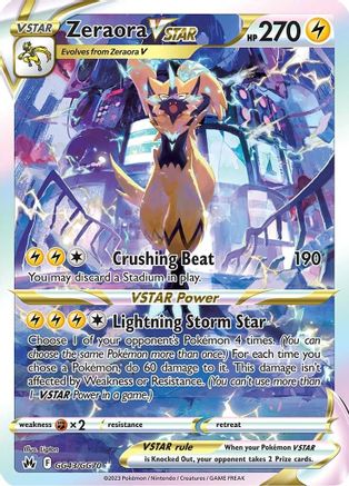 Zeraora VSTAR GG43/GG70  - Holofoil Crown Zenith Galarian Gallery