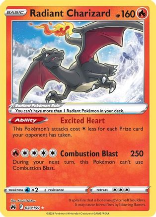 Radiant Charizard 020/159  - Holofoil Crown Zenith