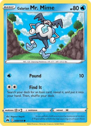 Galarian Mr. Mime 030/159  Crown Zenith