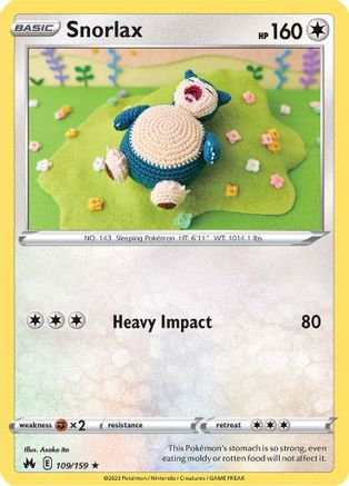 Snorlax 109/159  - Reverse Holofoil Crown Zenith
