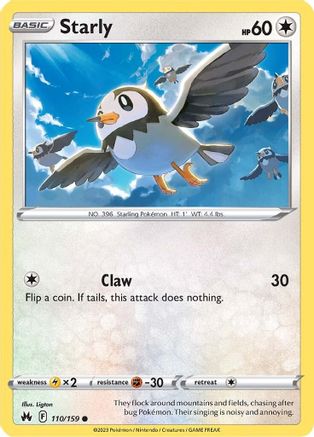 Starly 110/159  - Reverse Holofoil Crown Zenith