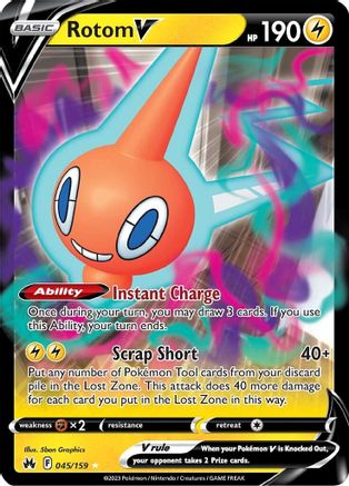 Rotom V 045/159  - Holofoil Crown Zenith