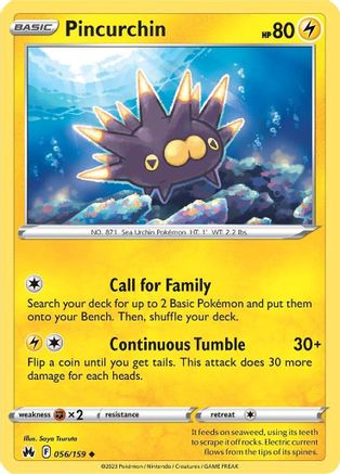Pincurchin 056/159  - Reverse Holofoil Crown Zenith