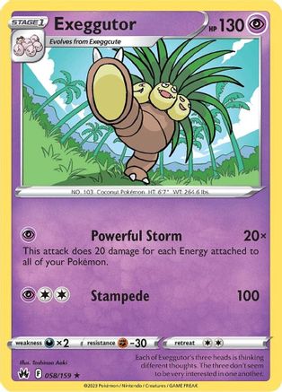 Exeggutor 058/159  - Reverse Holofoil Crown Zenith