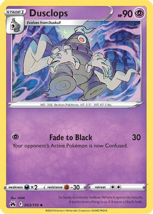 Dusclops 063/159  - Reverse Holofoil Crown Zenith