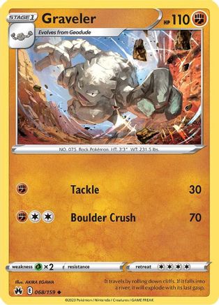 Graveler 068/159  - Reverse Holofoil Crown Zenith