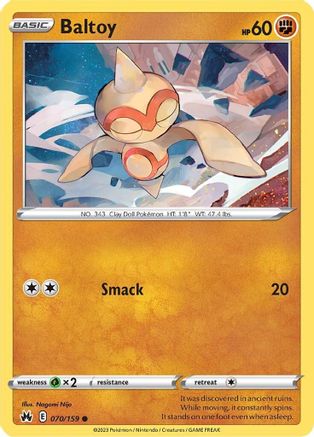 Baltoy 070/159  - Reverse Holofoil Crown Zenith