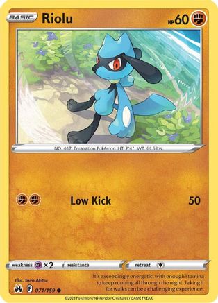 Riolu 071/159  - Reverse Holofoil Crown Zenith