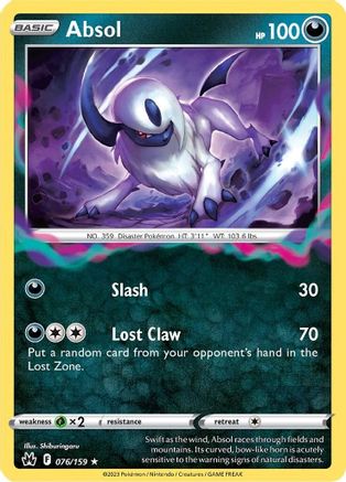 Absol 076/159  - Reverse Holofoil Crown Zenith