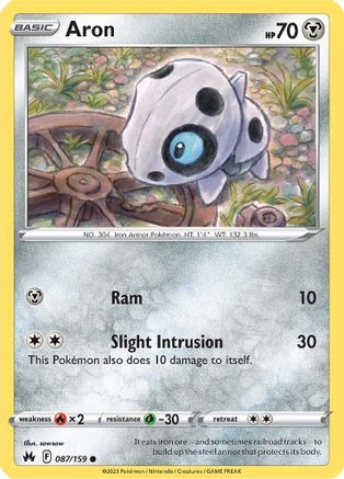Aron 087/159  - Reverse Holofoil Crown Zenith