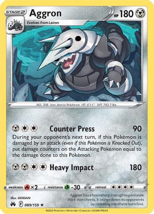 Aggron 089/159  - Holofoil Crown Zenith